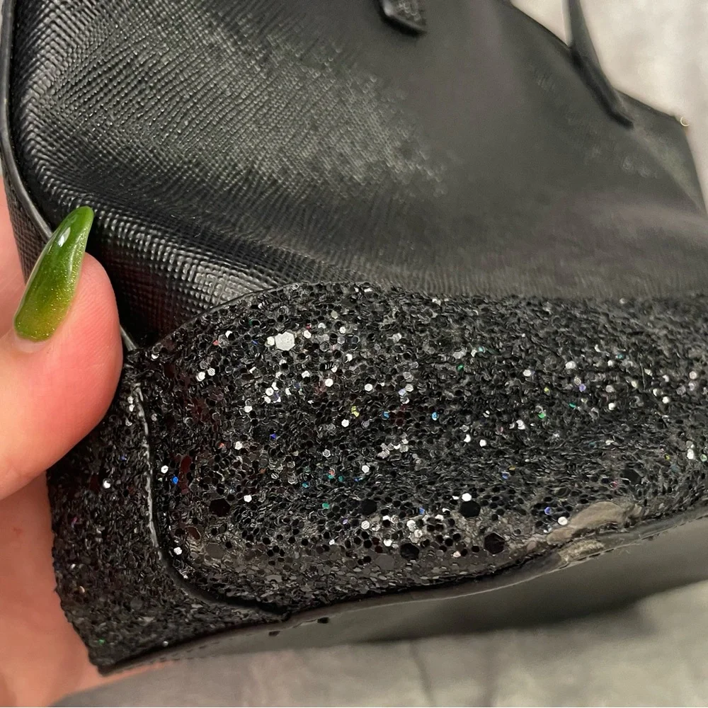 Kate Spade Black Glitter Crossbody Bag Two Way with Gold Hardware EUC - Picture 9 of 16